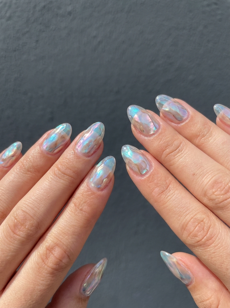 Iridescent Muschel Nägel